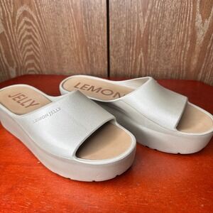 Lemon Jelly Platform Wedge Slides Mules Women EU‎ 41 Beige Slip On Sandals Foam